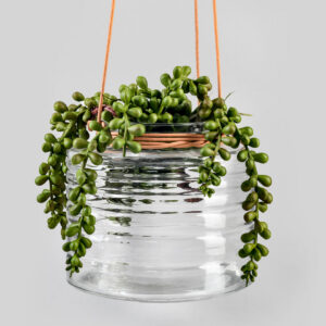 5in Tall Hanging Rippled Glass Vase