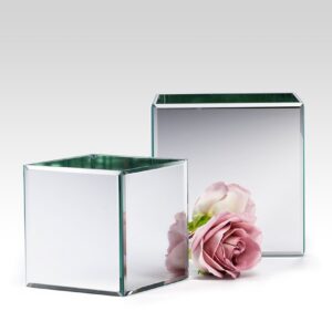 Beveled Edge Mirror Cube Glass Vases