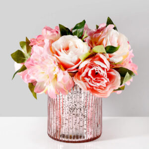 6in Tall Vintage Pink Ribbed Glass Cylinder