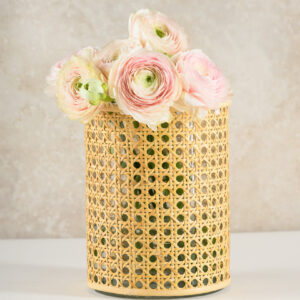 Cane Woven Glass Cylinder