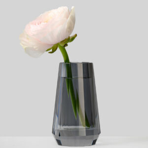 4in Tall Smoke Grey Crystal Glass Vase, Mini