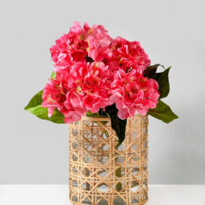 7in Tall Cane Wrapped Glass Candle Hurricane