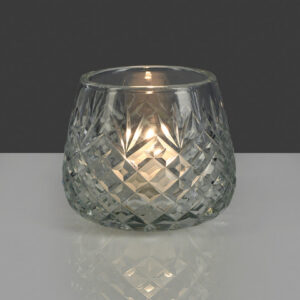 4in Wide Diamond Cut Glass Roly-Poly Vase