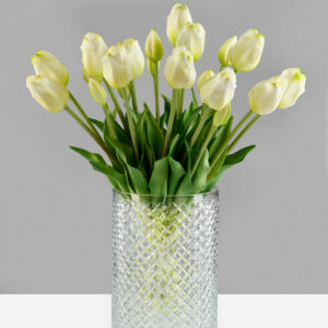 9in Tall Diamond Cut Glass Round Vase