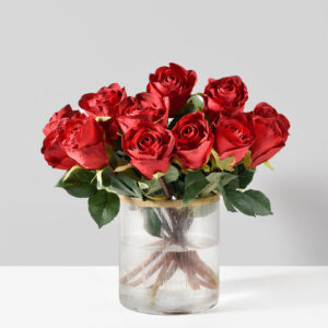 5.5in Tall Gold Rim Ribbed Glass Candle Hurricane