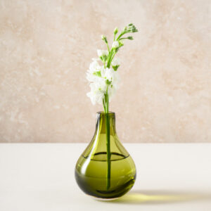 5.5in Tall Green Glow Hand Blown Deco Glass Vase