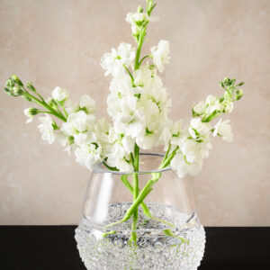 6.25in Tall Ice Look Hand Blown Crystal Glass Vase