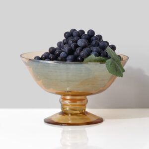 6.5in Wide Amber Luster Glass Flower Compote