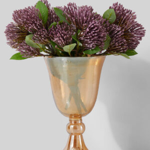10in Tall Amber Luster Glass Pedestal Vase