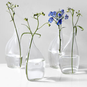 6.25in Tall Flat Bottle Glass Vase, Set of 4