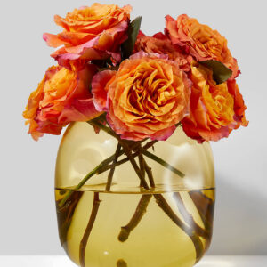 6.5in Tall Dimpled Dark Amber Glass Vase