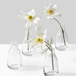 3.5in Tall Tiny Bottle Bud Glass Vase, Set of 4
