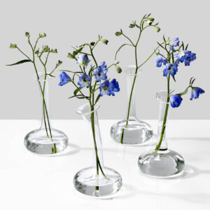 5.5in Tall Whimsical Clear Bud Glass Vase, Set of 4