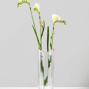 Wavy Gold Rim Faceted Glass Vase